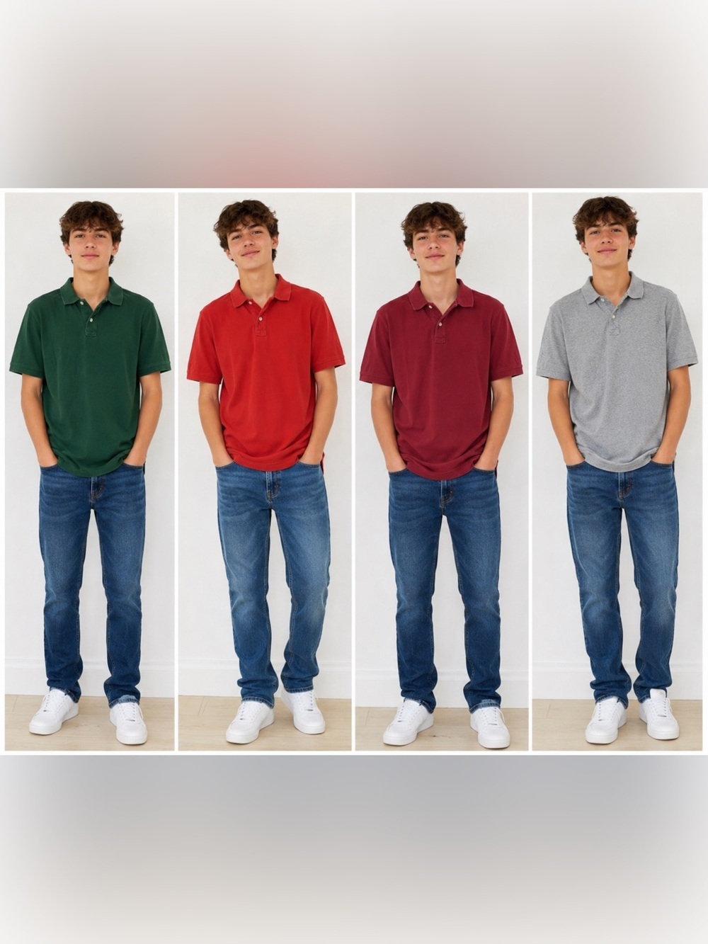 GAP boys Polo Pack in Green, Red, Pink & Gray
